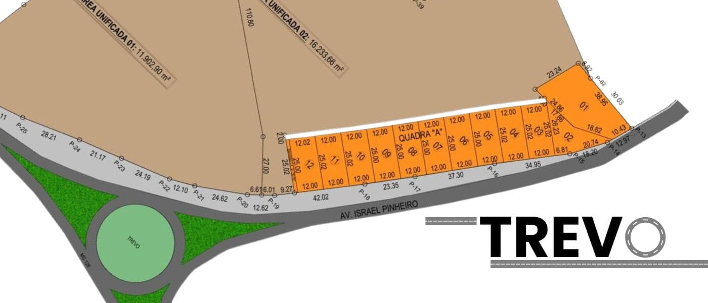 Planta do Loteamento Quatro Trevos em São João Nepomuceno