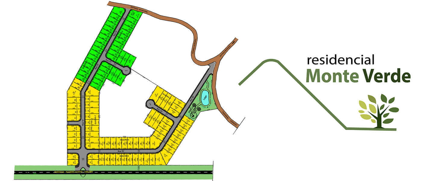 Planta do Residencial Monte Verde, mostrando o layout das ruas e lotes.